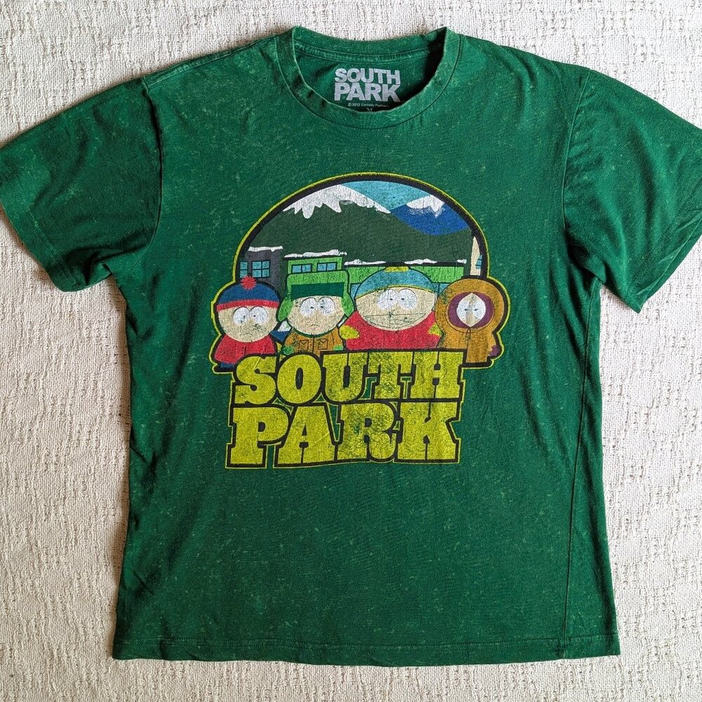2012 South Park Comedy TV Show Green T Shirt Men's Cotton Size M
